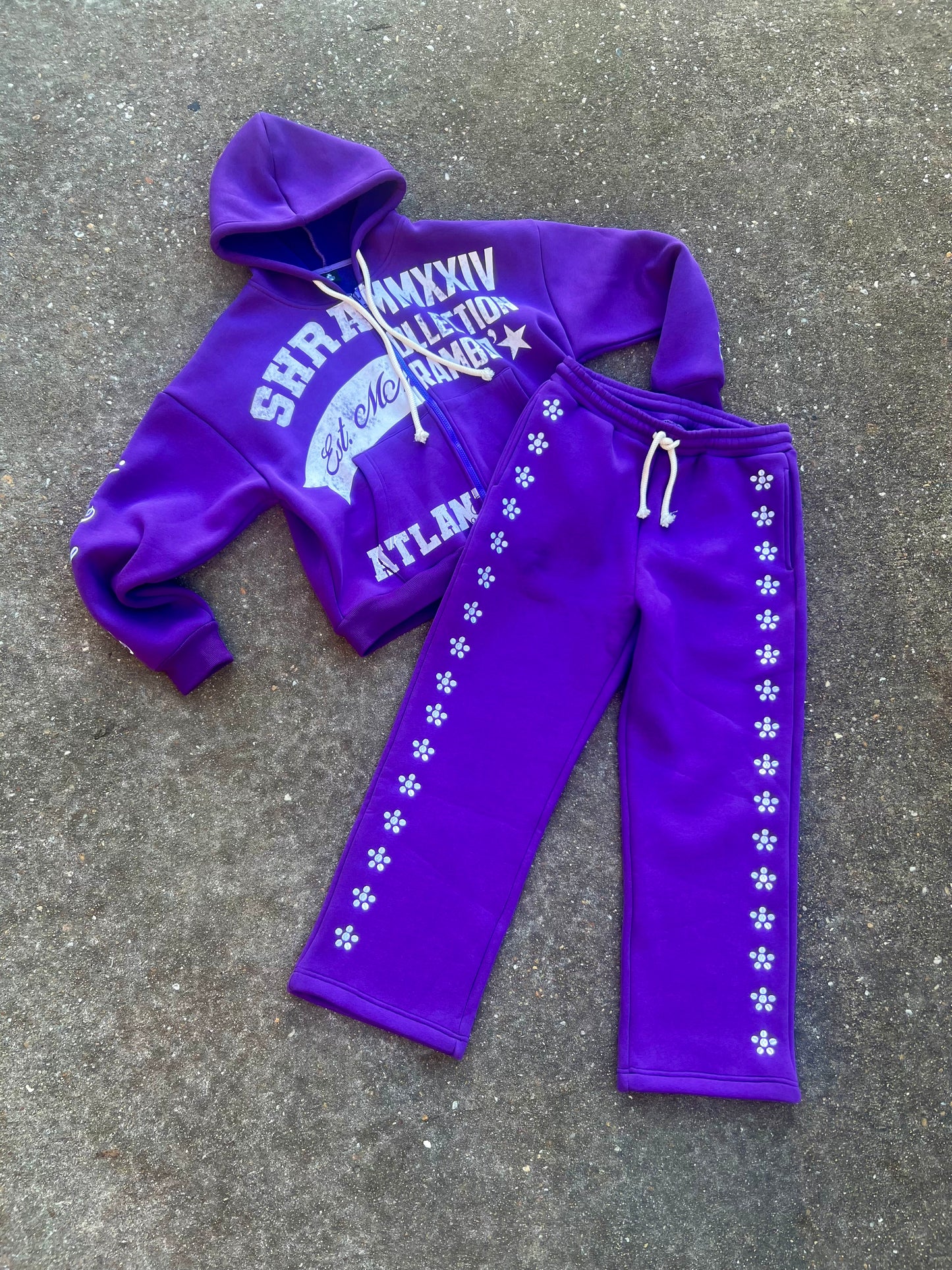 PURPLE “UNIVERSITY” ZIPUP SETS