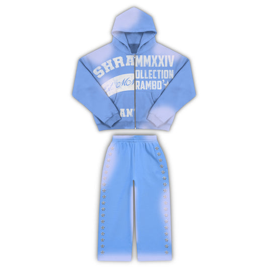 *PRE-ORDER* SKY BLUE “UNIVERSITY” ZIP-UP SET