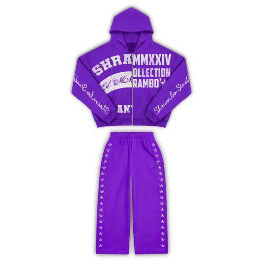 PURPLE “UNIVERSITY” ZIPUP SETS