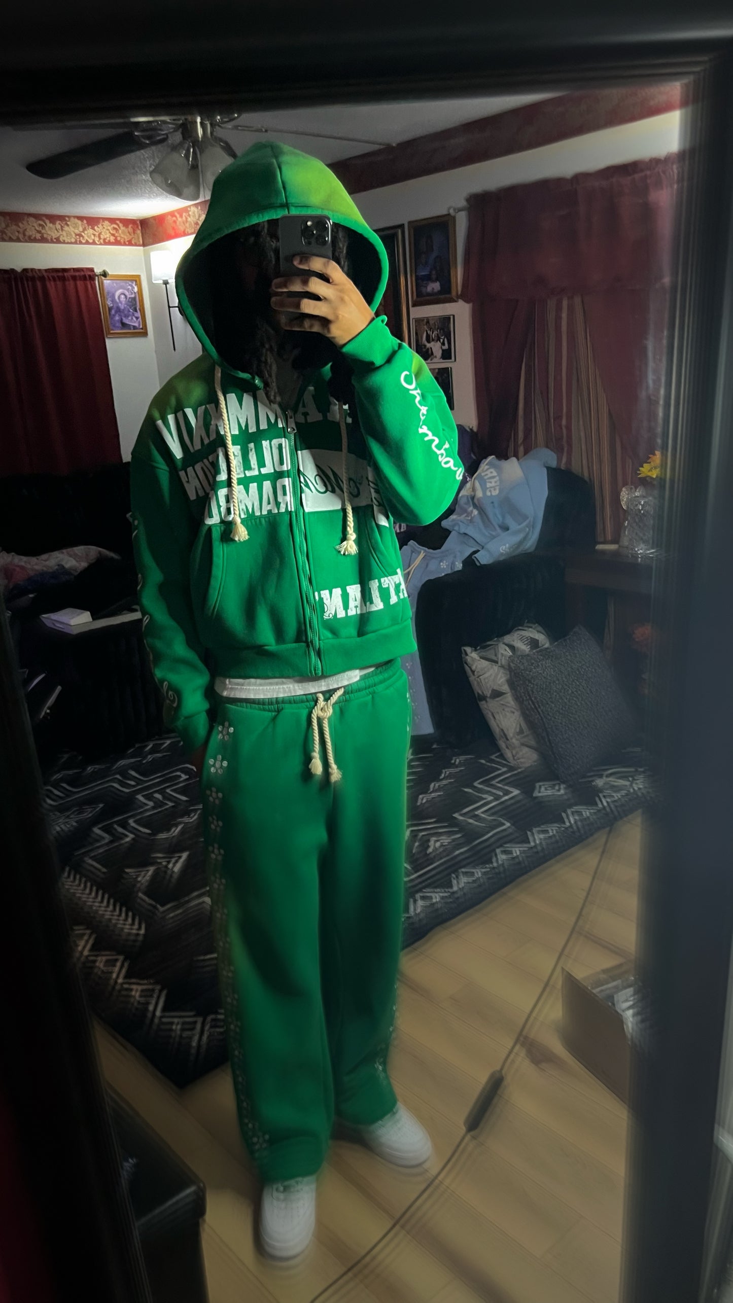 *PRE-ORDER* GREEN “UNIVERSITY” ZIP-UP SETS