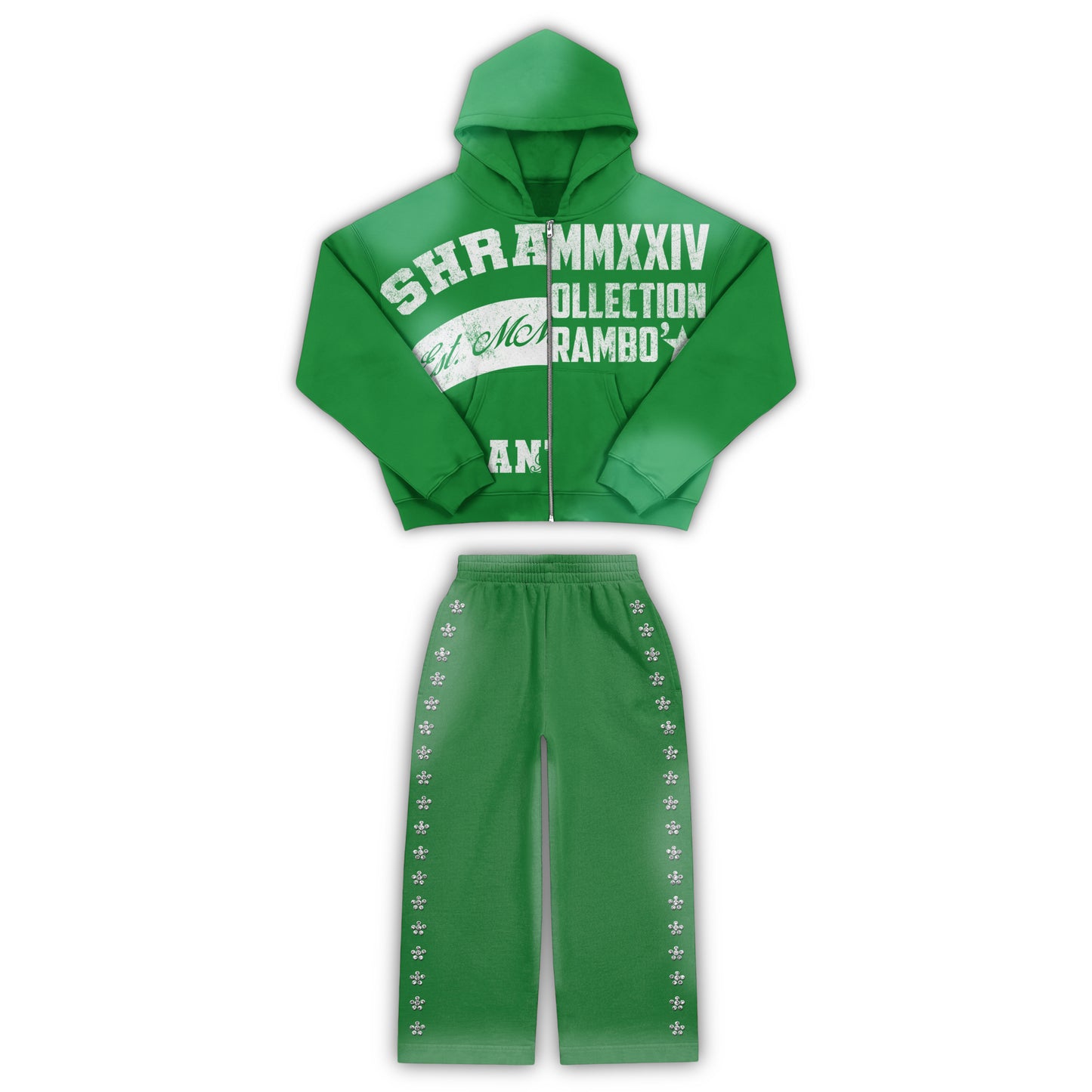 *PRE-ORDER* GREEN “UNIVERSITY” ZIP-UP SETS